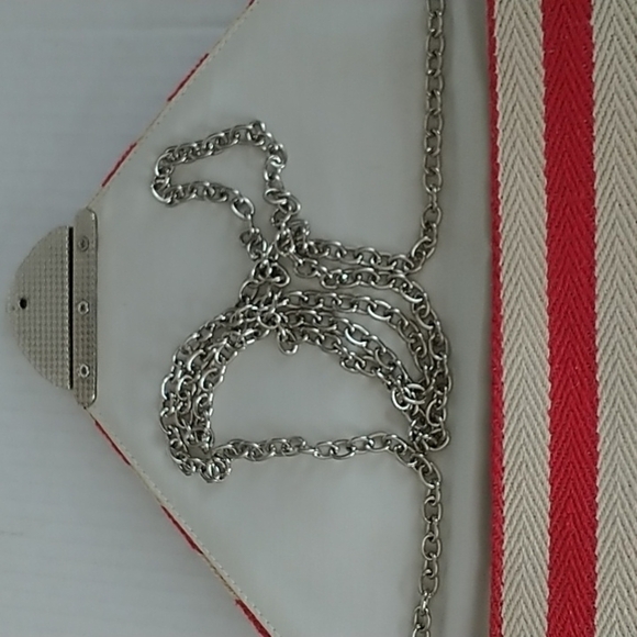 Mudo Accessories Portfolio Envelope Bag Clutch Crossbody Red and White Stripe - Picture 3 of 12